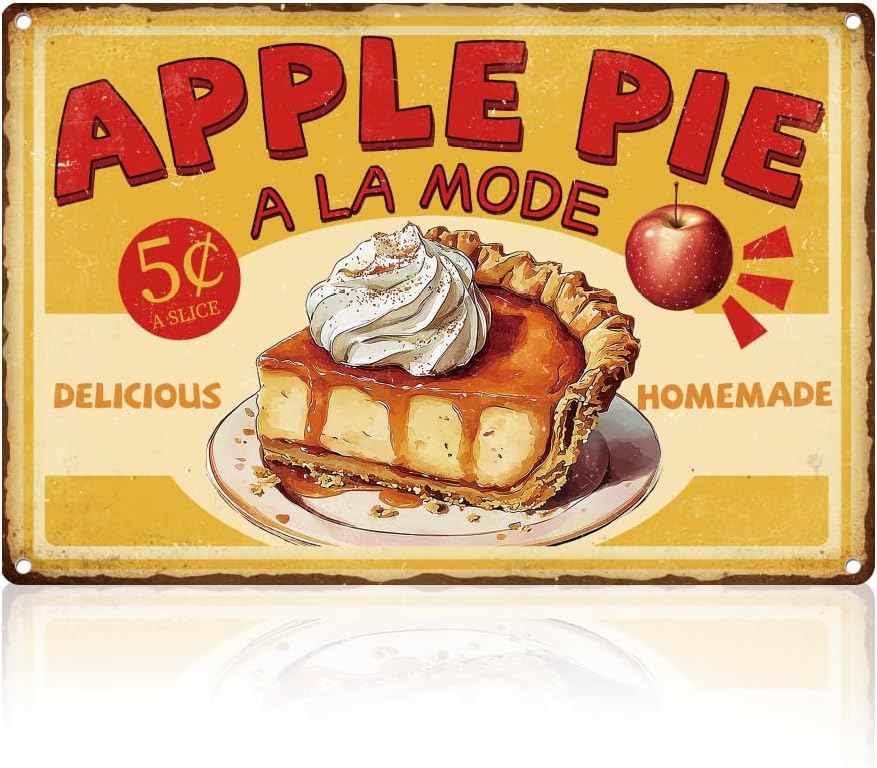 Kitchen Baking Wall Art - 1n,Apple Pie Shop Wall Decor Tin