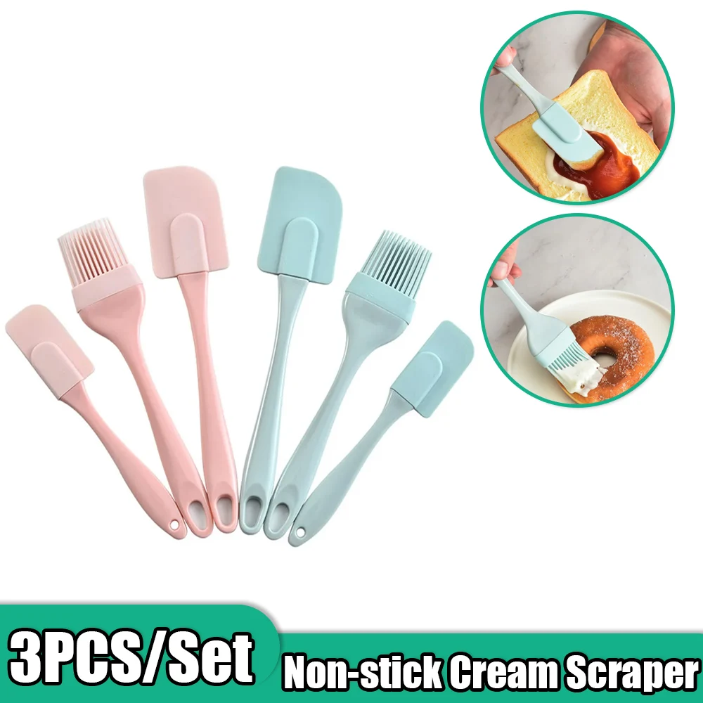 Kitchen Baking Brush - 3Pcs Non-Stick Silicone Cream Scraper Bread