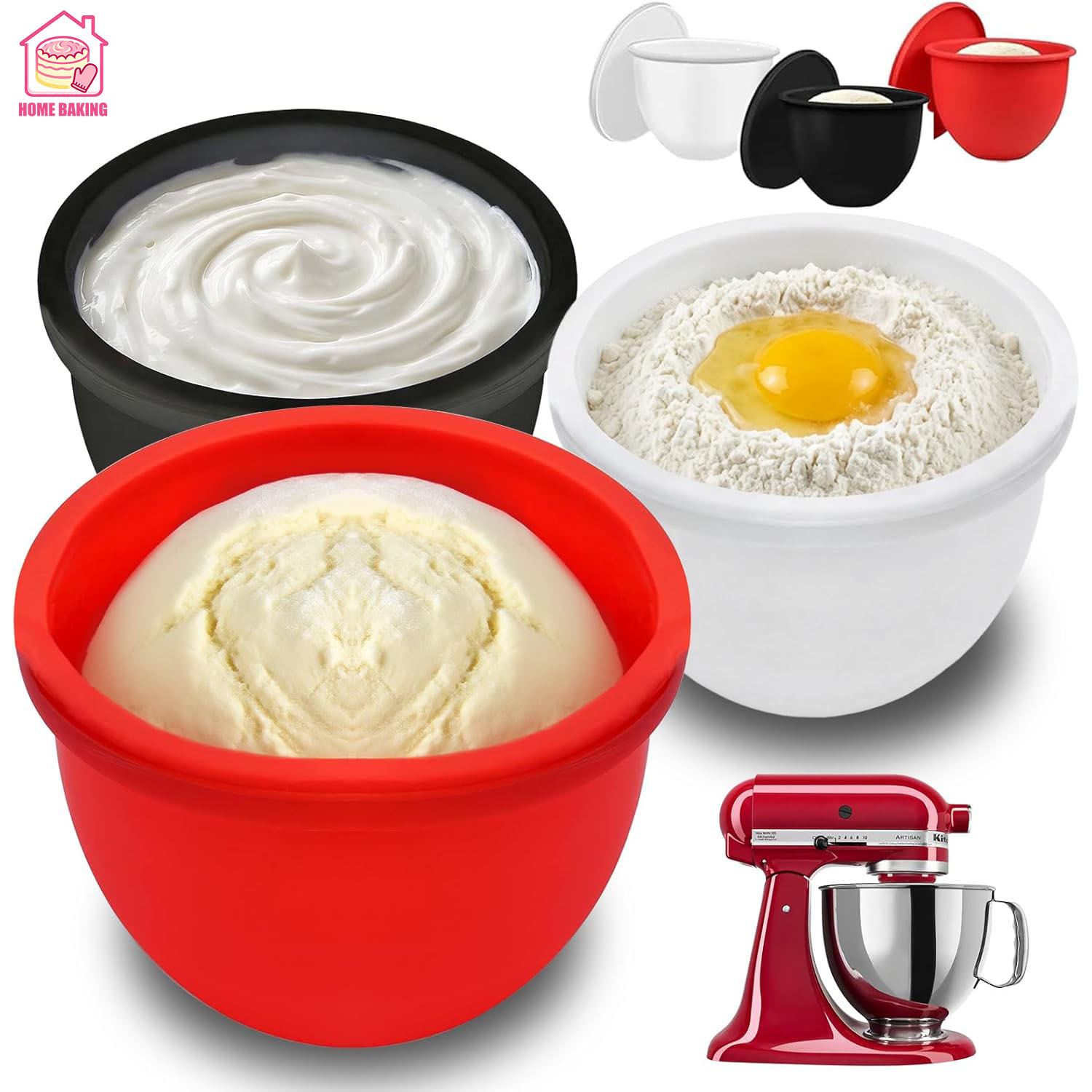 Kitchen Baking Aid - Silicone Bowl Liners for Kitchen Aid