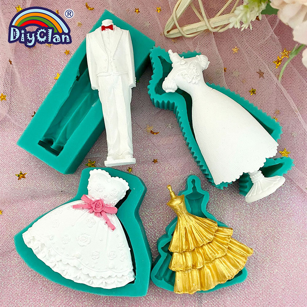 Kitchen Appliances For Baking - Marry Decoration Silicone Mold Wedding Dress
