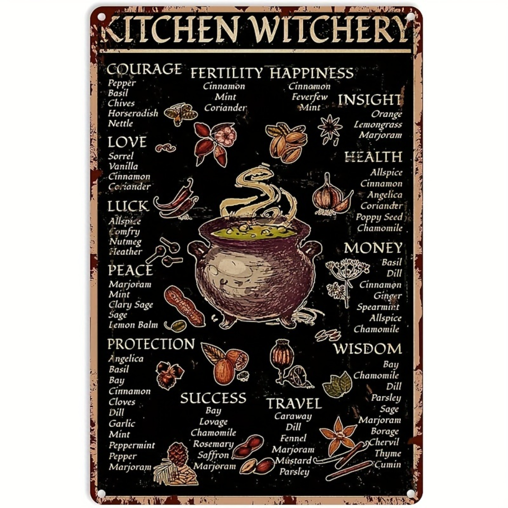 Kitchen Baking Wall Art - Kitchen Witchcraft Witch Decor Halloween Vintage