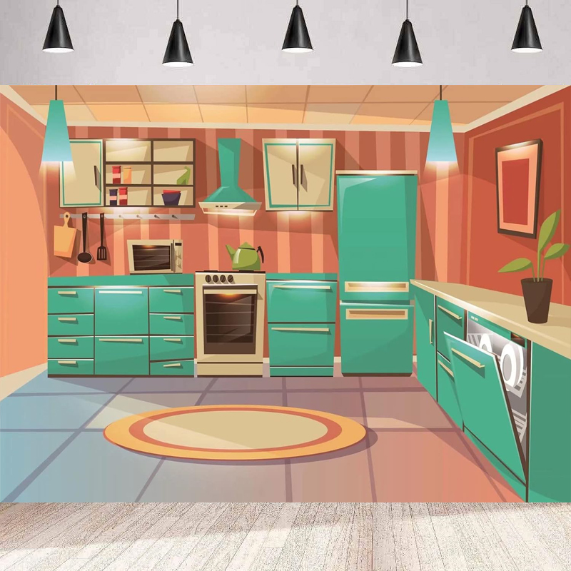 Photography Backdrop Cartoon K – Kitchen Baking Cupboard recenzja i cena