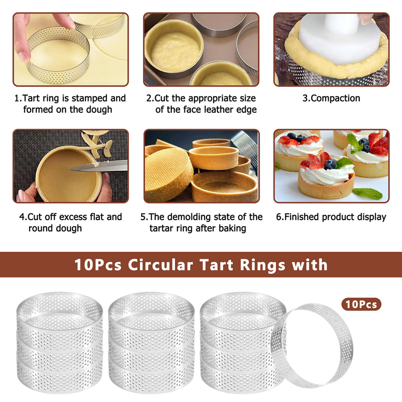 10Pcs Circular Tart Rings with – Kitchen Baking Cake recenzja i cena