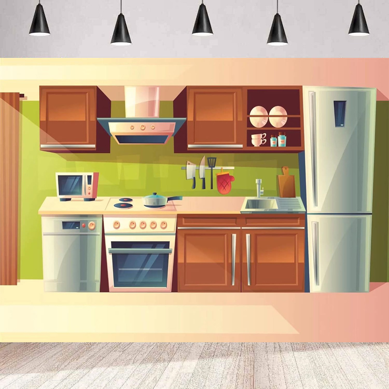 Photography Backdrop Cartoon K – Kitchen Baking Cupboard recenzja i cena