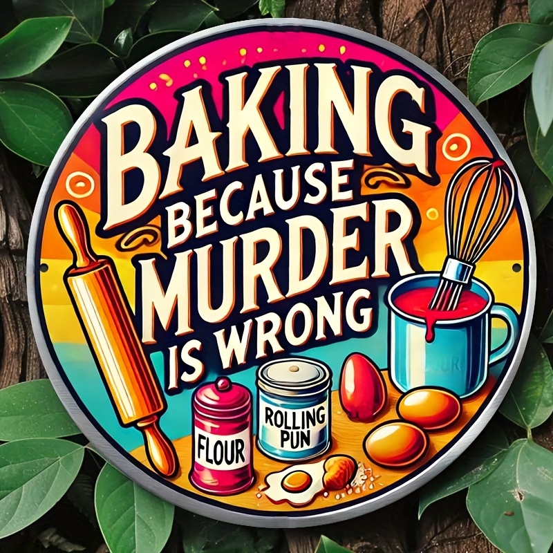 HD Tin Sign, Baking Because Mu – Kitchen Baking Wall Art recenzja i cena