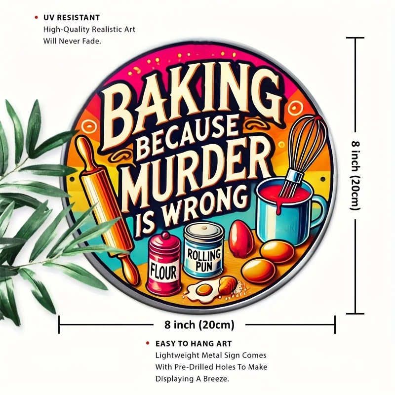HD Tin Sign, Baking Because Mu – Kitchen Baking Wall Art recenzja i cena
