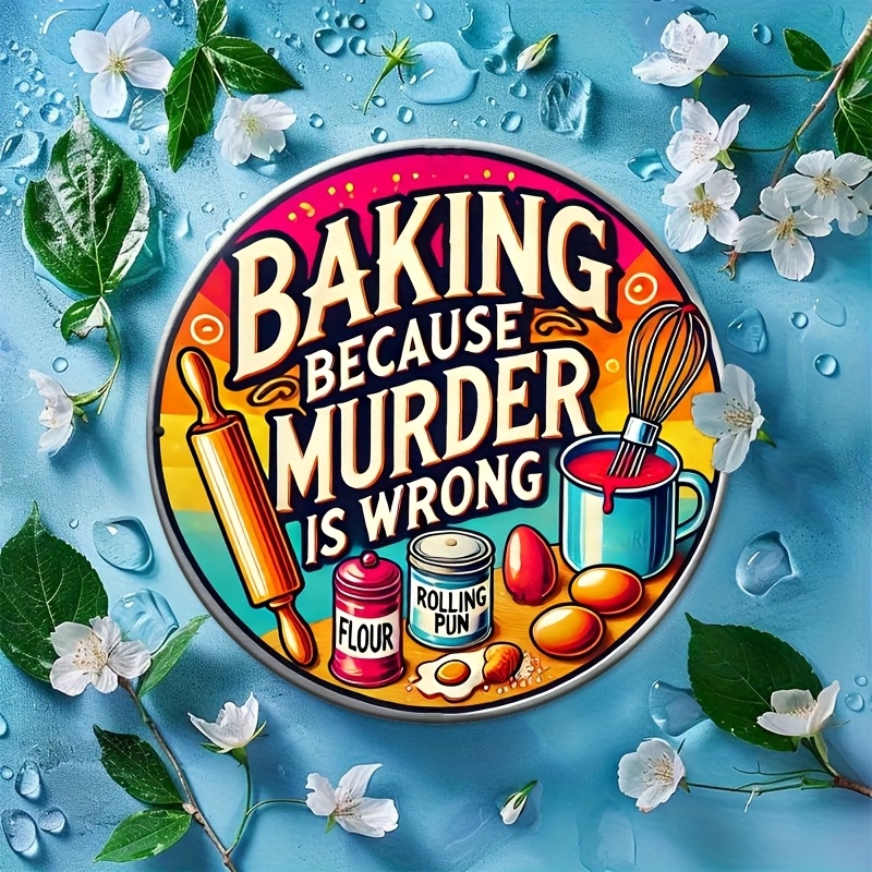 HD Tin Sign, Baking Because Mu – Kitchen Baking Wall Art recenzja i cena