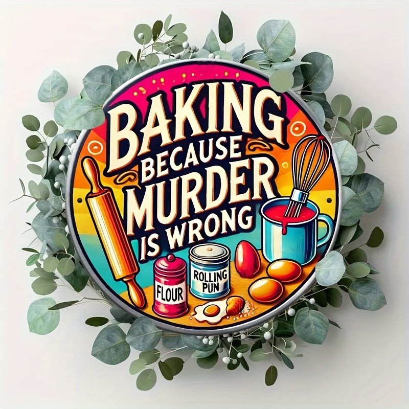 HD Tin Sign, Baking Because Mu – Kitchen Baking Wall Art recenzja i cena