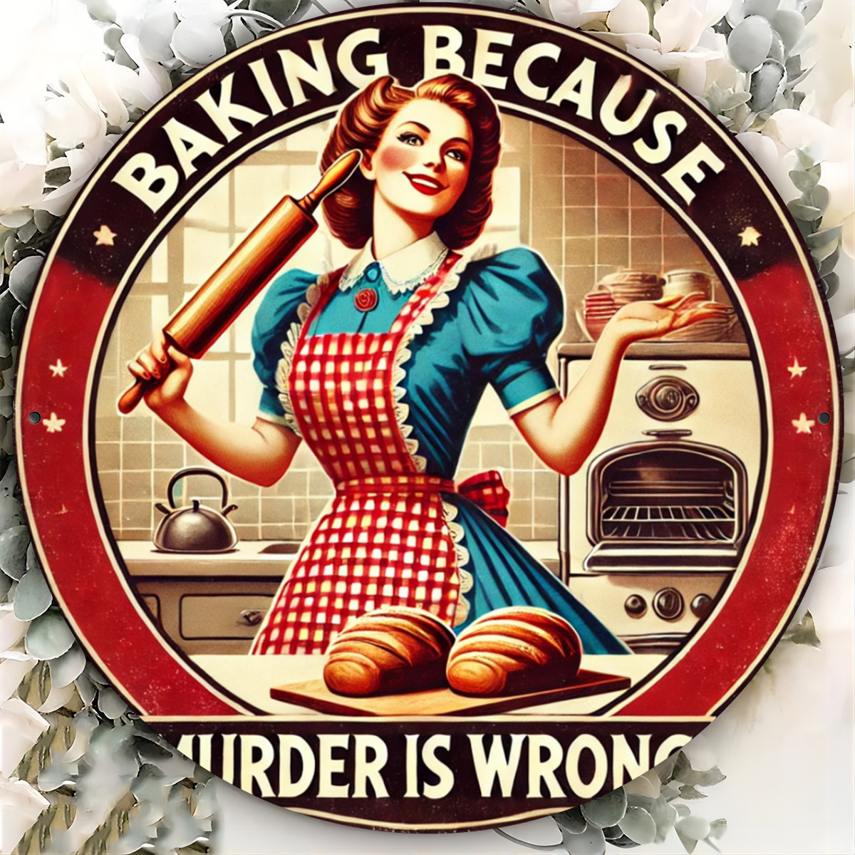 Vintage Lady Baking Aluminum S – Kitchen Baking Wall Art recenzja i cena