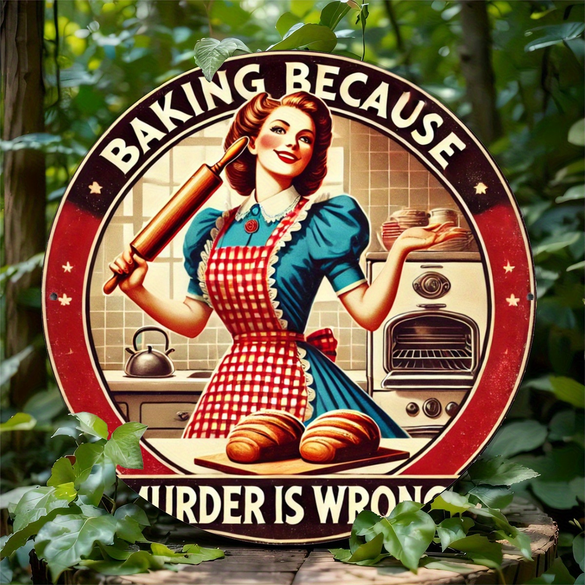 Vintage Lady Baking Aluminum S – Kitchen Baking Wall Art recenzja i cena