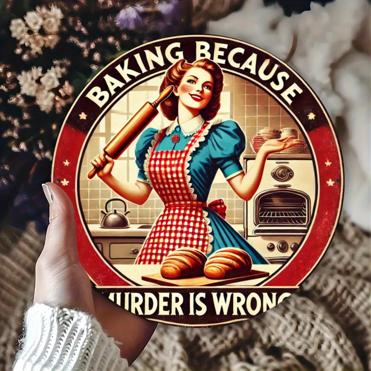 Vintage Lady Baking Aluminum S – Kitchen Baking Wall Art recenzja i cena