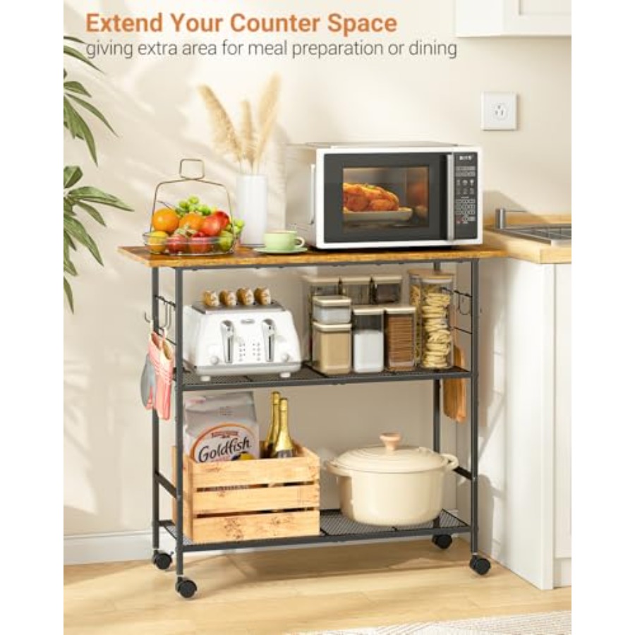 Kitchen Island with 3 Shelves, – Kitchen Baking Island recenzja i cena