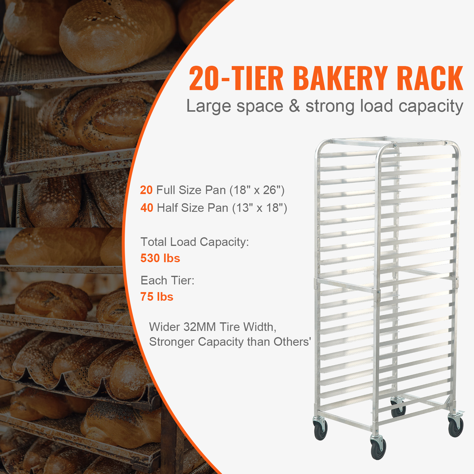 VEVOR Bun Pan Rack, 20-Tier Co – Kitchen Baking Trolley recenzja i cena