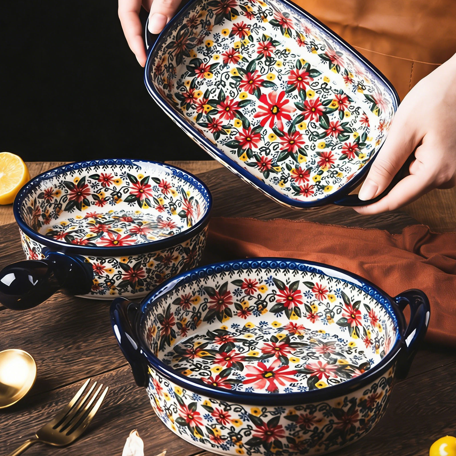 1pc,Floral ceramic baking tray – Kitchen Baking Must Haves recenzja i cena